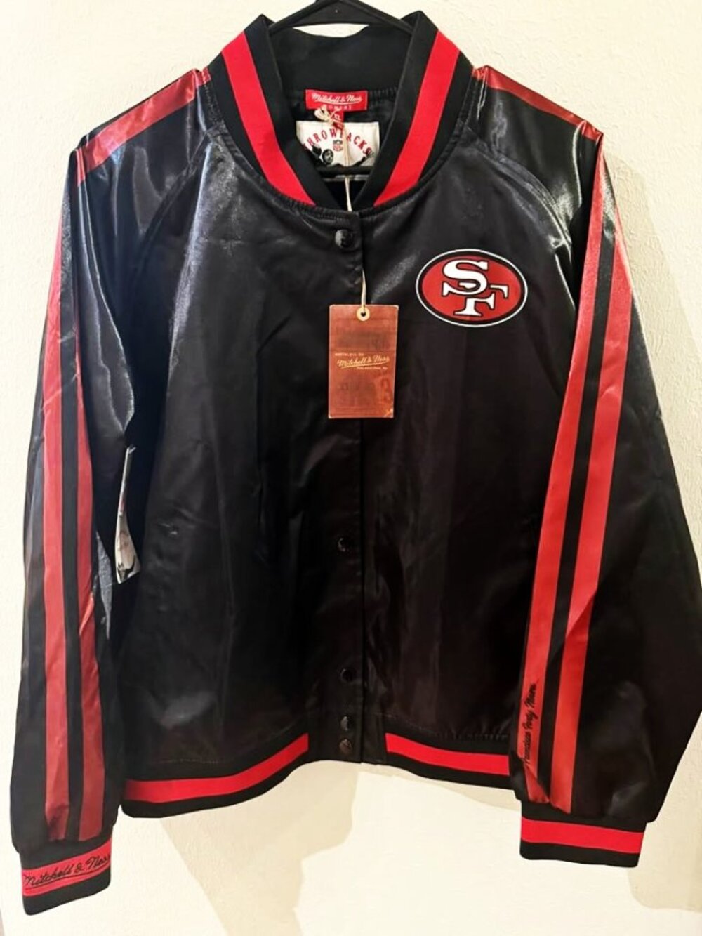 NWT Women's Mitchell & Ness Throwbacks SF 49er Satin Jacket XL